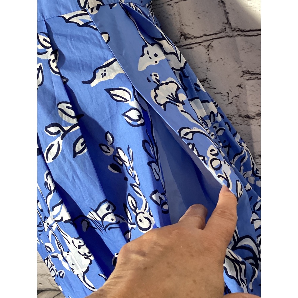 Lilly Pulitzer Kenni Midi Dress Sunwashed Blue Tall Tales Strapless Pockets 12 - Picture 10 of 11
